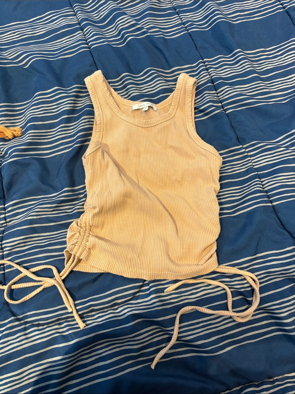 Love Tree Ribbed Tank Top in Peach